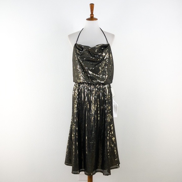 Dress the Population Gold Zherra Sequin Midi Dress - Picture 3 of 11